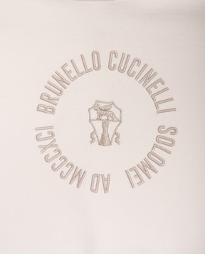 Brunello Cucinelli Детское бежево худи с вышивкой логотипа. BN05NE870B