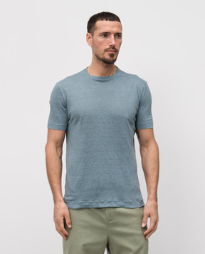 Canali Голубая футболка из льна MJ02244T0869