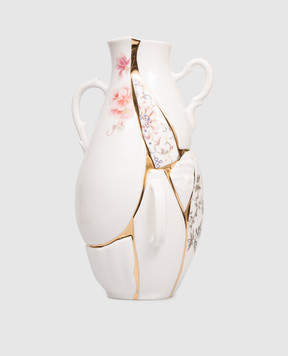 SELETTI Біла порцелянова ваза Kintsugi з позолотою 24 карат 09675