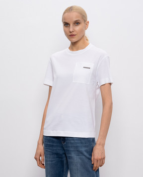 Brunello Cucinelli Біла футболка з ланцюжком моніль MPT81EC710