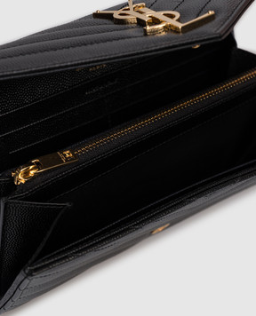 Saint Laurent Черный кожаный кошелек с логотипом монограмма 372264BOW01
