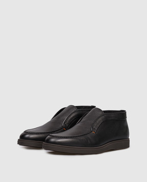 Santoni Чорні шкіряні дезерти на хутрі MGDT17823SMOAWLM