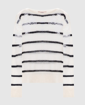 Twinset Білий джемпер з вовною в смужку 252TP3252