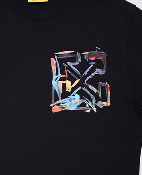 Off-White Детская чёрная футболка Watercolor Arrow OBAA002S25JER00C