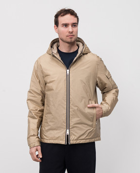 Moncler Бежева пухова куртка з нашивкою логотипа K10911A00024539ZD