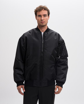 Ann Demeulemeester Черный бомбер Raphael с принтом CO02MJA4537FA551