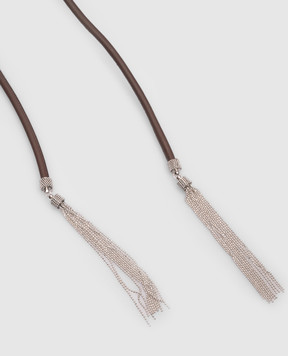 Peserico Коричневий шкіряний пояс з ланцюжком моніль S32583C0CC462
