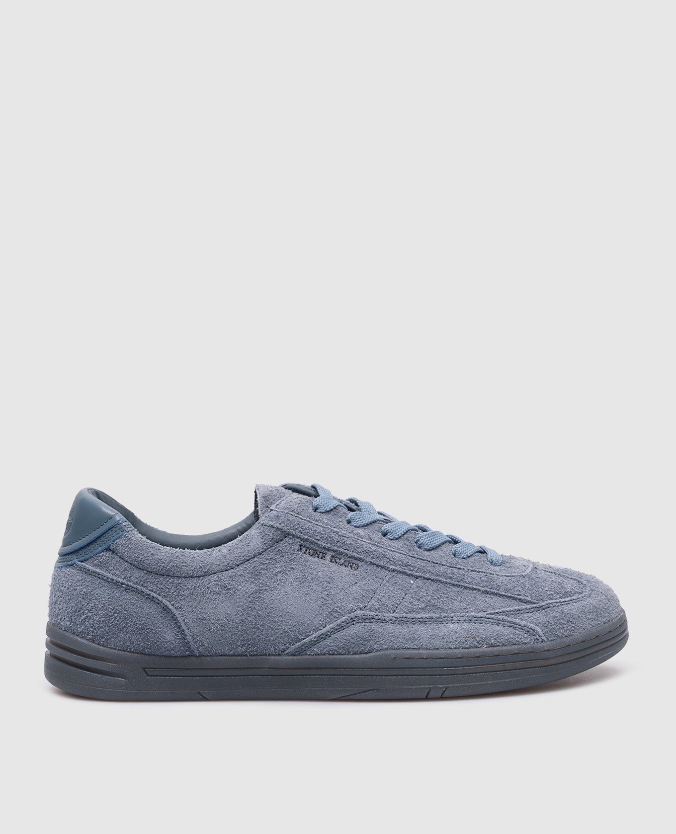 Blue suede trainers with logo