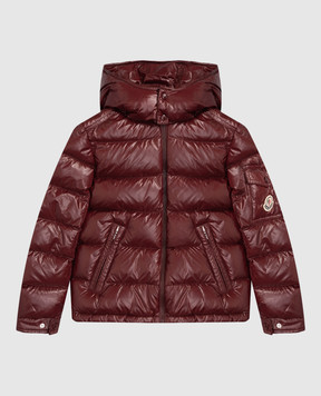 Moncler ENFANT Дитяча коричнева пухова куртка з нашивкою логотипа K29541A12520689506