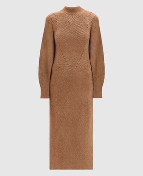 Twinset Коричневое платье миди с шерстью 252TT3460