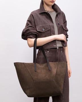 Brunello Cucinelli Коричнева замшева сумка-тоут BC Duo MBDLD2571