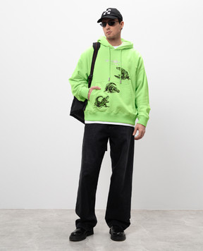 Off-White Зеленые худи с логотипом из кристаллов OMBB085S25FLE006