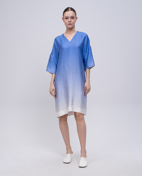 Agnona Синее платье с шелком в узоре. TR090AYS5037