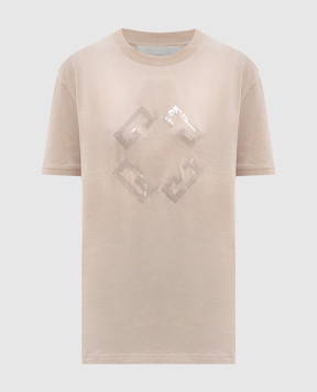Givenchy Бежевая футболка с эмблемой 4G из пайетков BW70EKG1YH