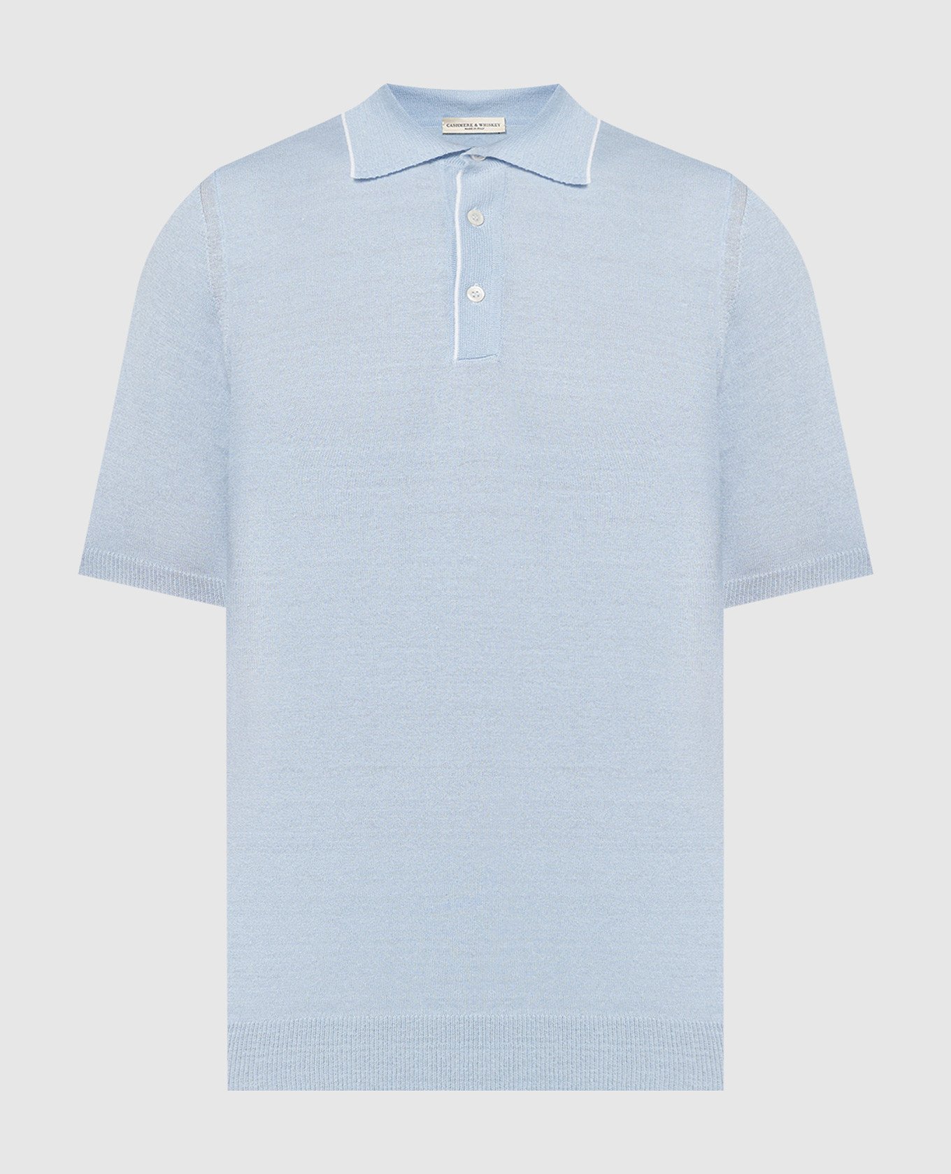 Blue polo shirt with linen and cashmere