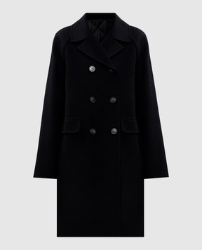 Max Mara Weekend Чорне двобортне утеплене пальто ZOLFO з вовною ZOLFO