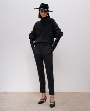 Brunello Cucinelli Сірі штани з вовни з ланцюжком моніль MP116P8703