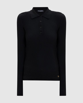 Dolce&Gabbana Черное поло с шерстью в рубчик FXZ39TJDVDC