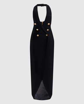 Balmain Чорна сукня максі з відкритою спиною FF1RO160KI53