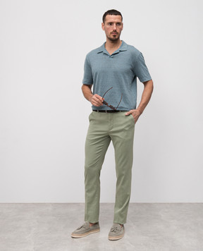 Canali Голубое поло из льна MJ02244T0870