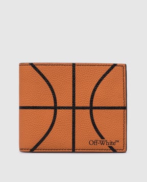 Off-White Оранжевый кожаный портмоне с логотипом OMNC089S24LEA001
