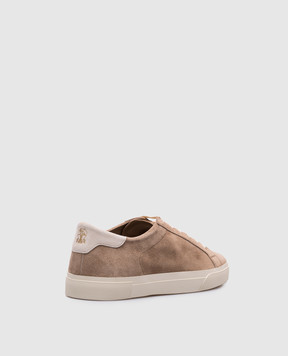 Brunello Cucinelli Коричневые замшевые кеды с логотипом. MZUCHHP330