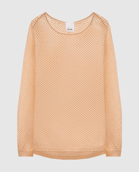 Allude Бежевый ажурный свитер из шерсти и кашемира 25217654