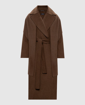 Max Mara Коричневе пальто CUORE з вовни з шарфом CUORE