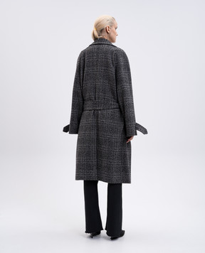 Balenciaga Сіре пальто на запах з вовни 838934TSU20