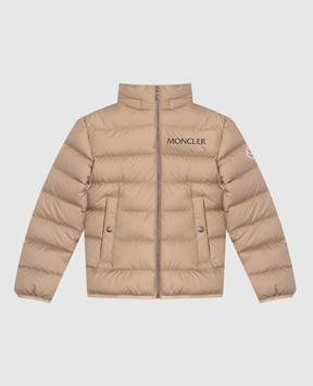 Moncler ENFANT Дитяча бежева пухова куртка з логотипом K29541A00026597X26