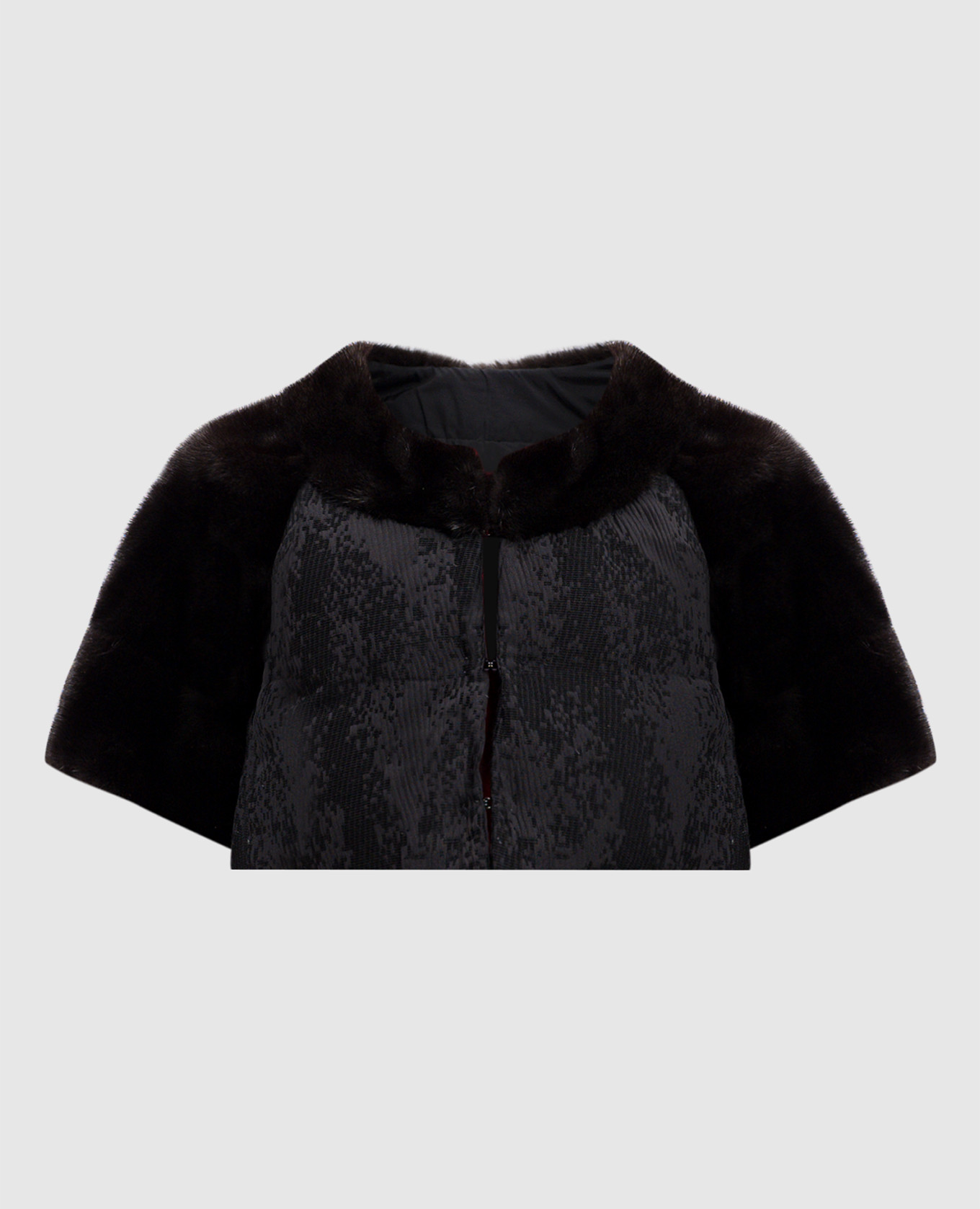 

Черное пуховое болеро с мехом норки, Черный, Шубы