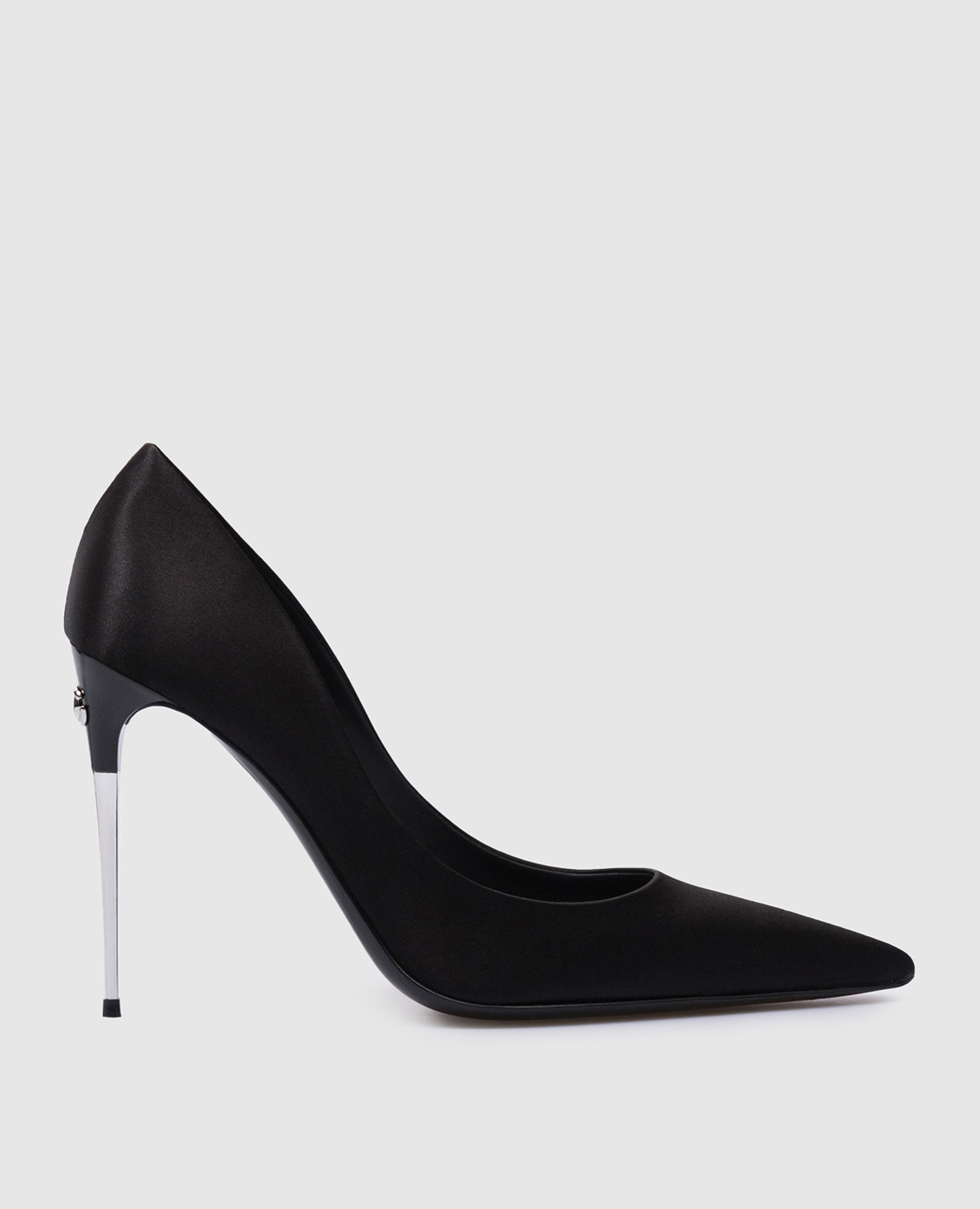 

Черные атласные лодочки PUMPS с шелком, Черный, Лодочки