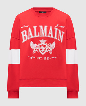 Balmain Червоний світшот з вишивкою Balmain College FH0JS191GF27