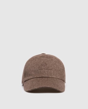 Loro Piana Коричнева кепка з кашеміру з логотипом FAF8520