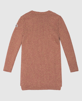 Moncler ENFANT Дитяча рожева сукня з вовни з вишивкою логотипа J29549L00002M1241810