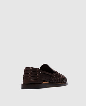Brunello Cucinelli Коричневые кожаные туфли с плетением MZUELBM313