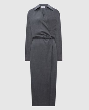 Brunello Cucinelli Серое платье на запах ME226A5395