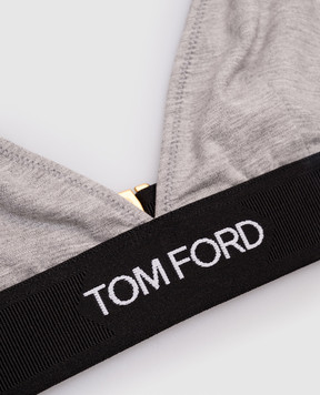 Tom Ford Серый меланжевый лиф с логотипом BRJ009JEX011