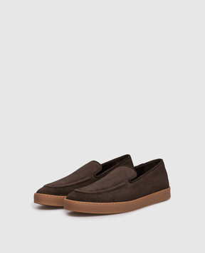Canali Коричневые замшевые слипоны RB01205461214