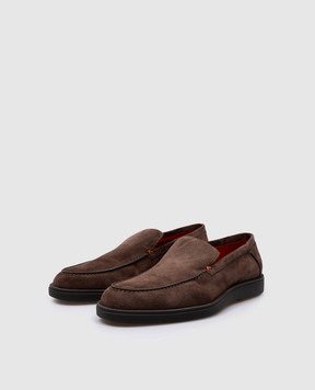 Santoni Коричневые замшевые лоферы MGDG17824SMOKSVU