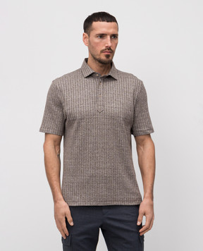Brunello Cucinelli Коричневое поло с леном в рубчик MW8653936