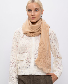 Ermanno Scervino Бежевый шарф из кашемира с кружевом D475R710EAPPYU