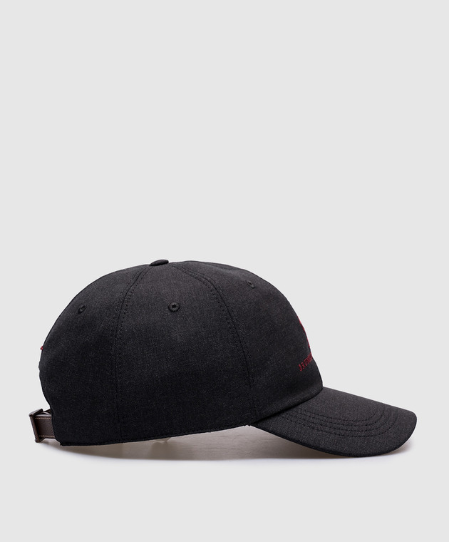 Brunello Cucinelli Серая кепка из шерсти с вышивкой эмблемы с логотипом MB4079850 изображение 3