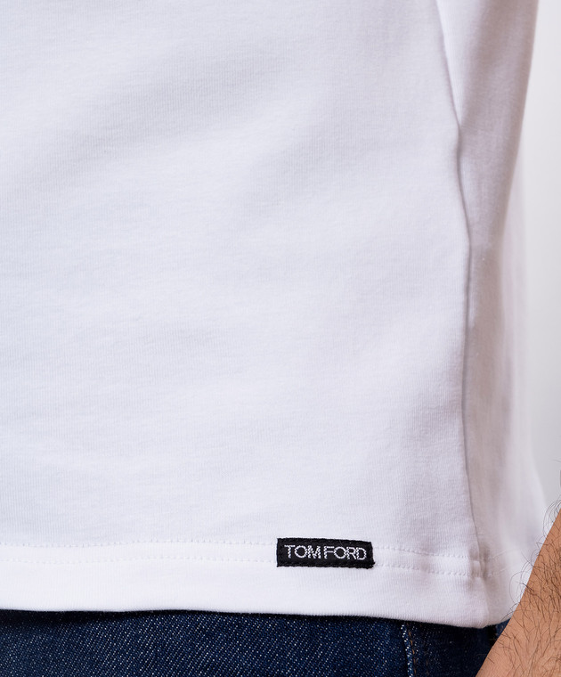 Tom Ford Белая футболка с нашивкой логотипа T4M081040 изображение 4