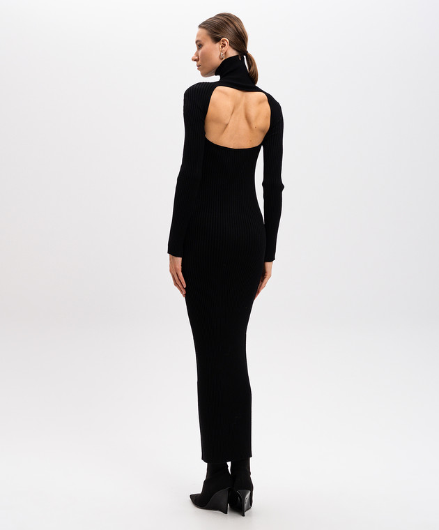 Twinset Черное платье макси в рубчике с фигурным вырезом 242TS3280 изображение 4
