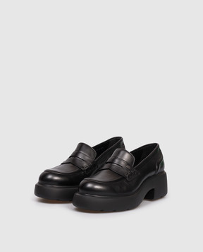 Santoni Чорні шкіряні лофери з логотипом WUEW71868SMOTDYL