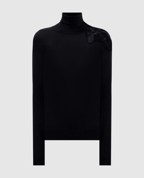 Ermanno Scervino Черный гольф из шерсти с аппликацией D475M323APATL