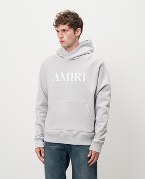AMIRI Серое меланжевое худи с принтом логотипа AMJYHD1049