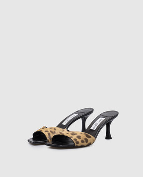 Jimmy Choo Бежевые кожаные мюли Skye 70 в анималистичный принт. SKYE70LOP