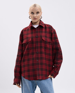 Vetements Червона сорочка з вовни в клітинку з вишивкою логотипа UH76SH900BRw